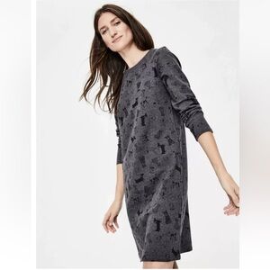 Boden Charcoal Patterned Long Sleeve Dress